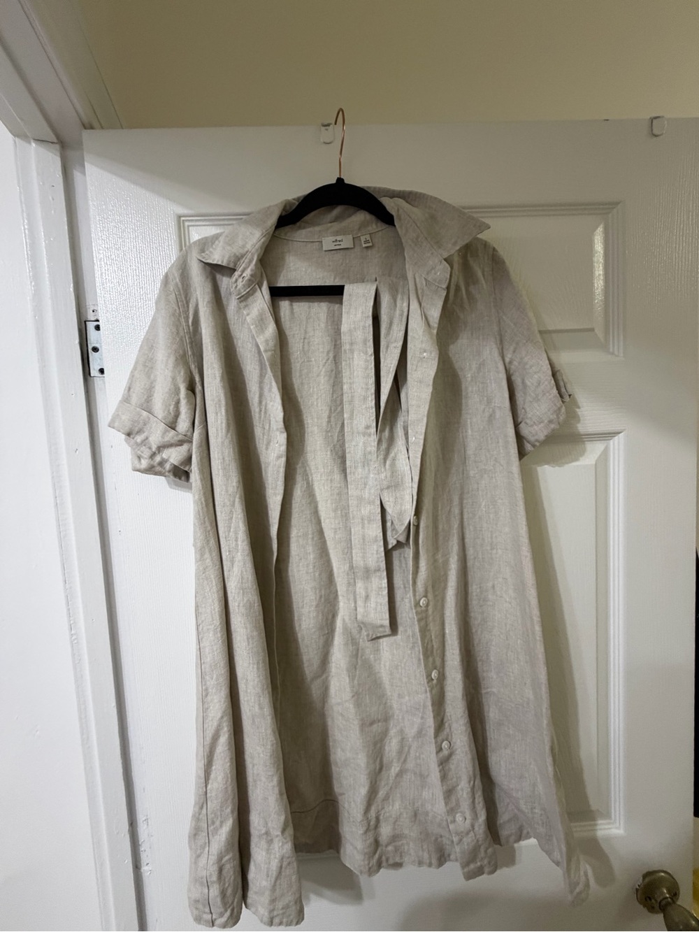 Aritzia elita linen mini dress ecru